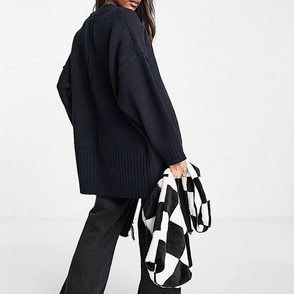 Free People Peaches Tunic Sweater Pullover Black Combo $148 NWT - Picture 13 of 15